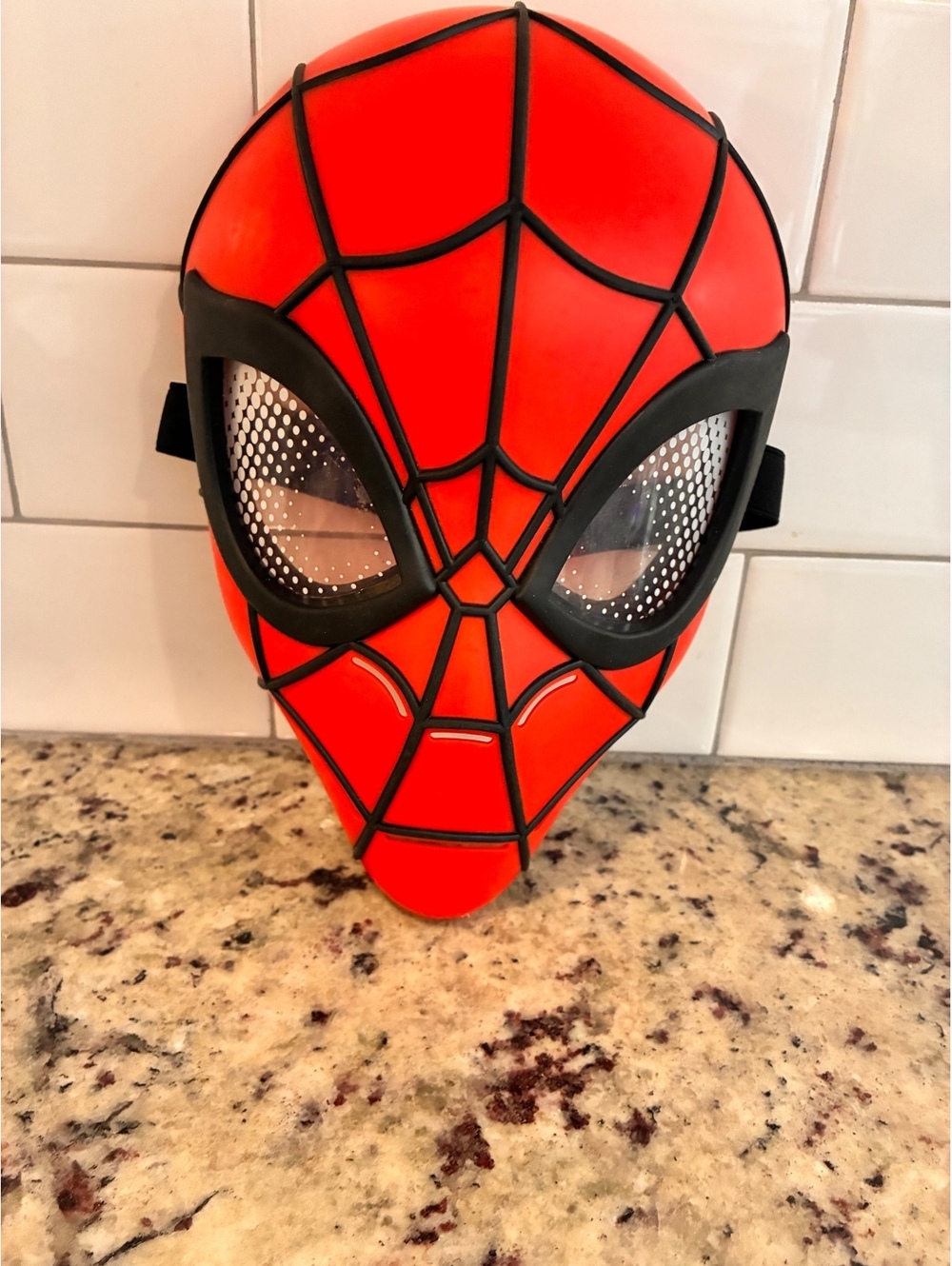 Marvel Spider-Man Red Plastic Costume Mask with Adjustable Strap